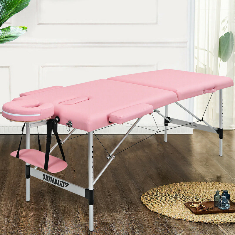 84"L Portable Massage Table Adjustable Salon Spa Bed w/ Carry Case Pink