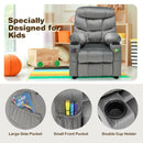 Kids Youth Recliner Chair Velvet Fabric Armrest Sofa w/Cup Holder Grey HW67186GR