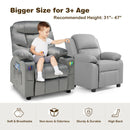 Kids Youth Recliner Chair Velvet Fabric Armrest Sofa w/Cup Holder Grey HW67186GR
