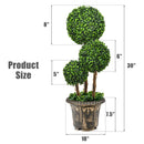 30” Artificial Topiary Triple Ball Tree Indoor Outdoor UV Resistant HW67073