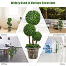 30” Artificial Topiary Triple Ball Tree Indoor Outdoor UV Resistant HW67073