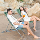 Set of 2 Beach Chair Portable 3-Position Lounge Chair w/ Headrest Green NP10013GN-2