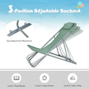 Set of 2 Beach Chair Portable 3-Position Lounge Chair w/ Headrest Green NP10013GN-2