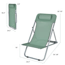 Set of 2 Beach Chair Portable 3-Position Lounge Chair w/ Headrest Green NP10013GN-2