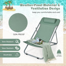 Set of 2 Beach Chair Portable 3-Position Lounge Chair w/ Headrest Green NP10013GN-2