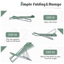 Set of 2 Beach Chair Portable 3-Position Lounge Chair w/ Headrest Green NP10013GN-2