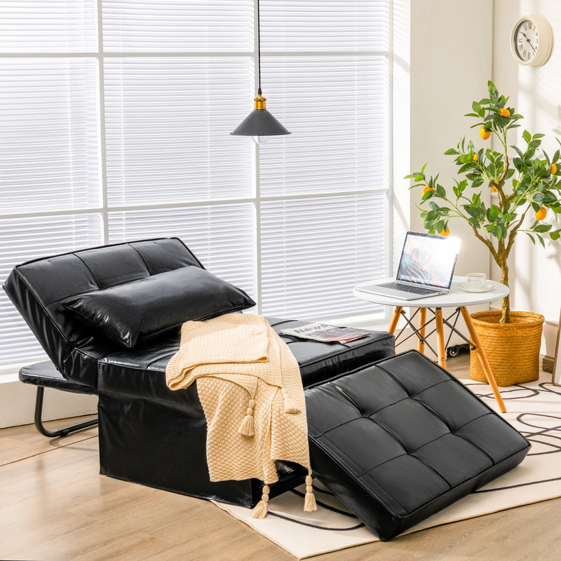 Costway Sofa Bed 4 in 1 Multi-Function Convertible Sleeper Folding Ottoman Black HV10023DK