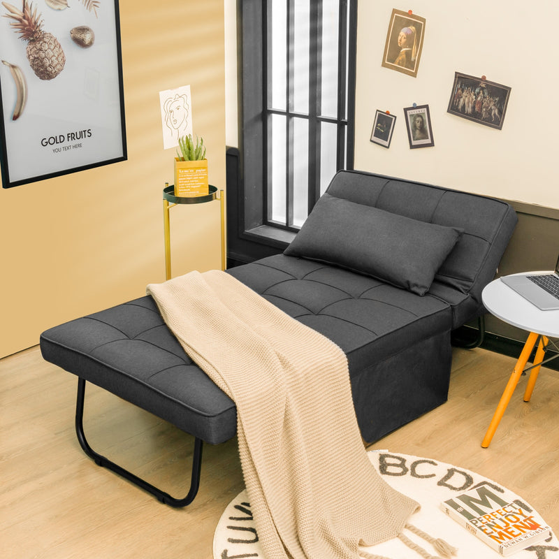 Sofa Bed 4 in 1 Multi-Function Convertible Sleeper Folding Ottoman Grey HV10023GR