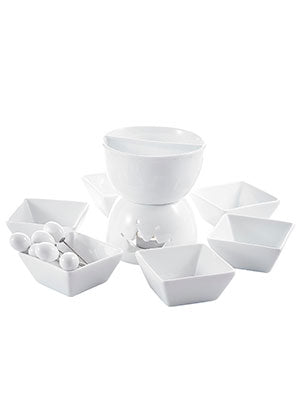 Mini Chocolate Fondue Set Two-layer Porcelain Tealight Cheese Fondue