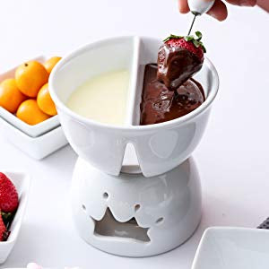 Mini Chocolate Fondue Set Two-layer Porcelain Tealight Cheese Fondue