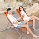Set of 2 Beach Chair Portable 3-Position Lounge Chair w/Headrest Orange NP10014OR-2
