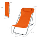 Set of 2 Beach Chair Portable 3-Position Lounge Chair w/Headrest Orange NP10014OR-2