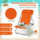 Set of 2 Beach Chair Portable 3-Position Lounge Chair w/Headrest Orange NP10014OR-2