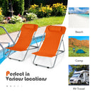 Set of 2 Beach Chair Portable 3-Position Lounge Chair w/Headrest Orange NP10014OR-2