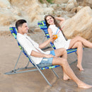 Set of 2 Beach Chair Portable 3-Position Lounge Chair w/ Headrest Blue NP10015BL-2