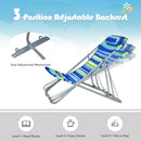 Set of 2 Beach Chair Portable 3-Position Lounge Chair w/ Headrest Blue NP10015BL-2