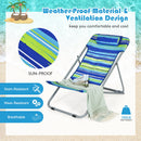 Set of 2 Beach Chair Portable 3-Position Lounge Chair w/ Headrest Blue NP10015BL-2