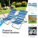 Set of 2 Beach Chair Portable 3-Position Lounge Chair w/ Headrest Blue NP10015BL-2