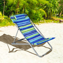 Set of 2 Beach Chair Portable 3-Position Lounge Chair w/ Headrest Blue NP10015BL-2