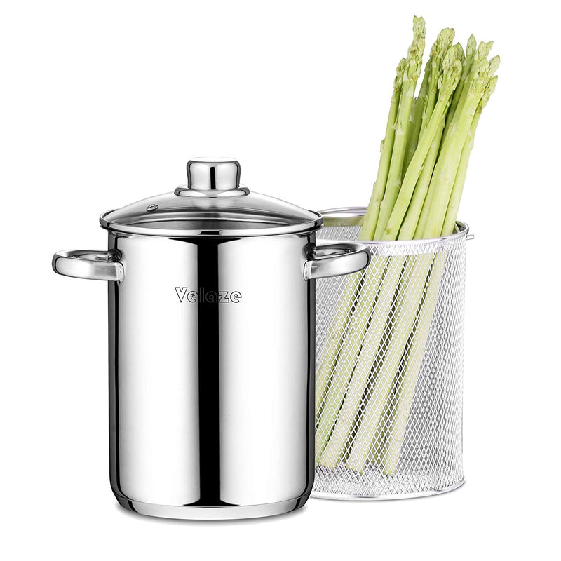 Asparagus Pot Stainless Steel 4L Steamer Pot w/ Basket & Lid Pasta Pot