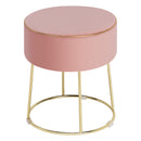 Velvet Ottoman Round Footrest Vanity Stool Extra Seat w/Metal Legs Pink JZ10004PK