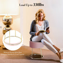 Velvet Ottoman Round Footrest Vanity Stool Extra Seat w/Metal Legs Pink JZ10004PK
