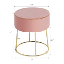 Velvet Ottoman Round Footrest Vanity Stool Extra Seat w/Metal Legs Pink JZ10004PK