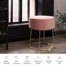 Velvet Ottoman Round Footrest Vanity Stool Extra Seat w/Metal Legs Pink JZ10004PK