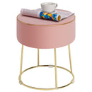 Velvet Ottoman Round Footrest Vanity Stool Extra Seat w/Metal Legs Pink JZ10004PK