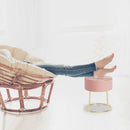 Velvet Ottoman Round Footrest Vanity Stool Extra Seat w/Metal Legs Pink JZ10004PK