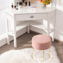 Velvet Ottoman Round Footrest Vanity Stool Extra Seat w/Metal Legs Pink JZ10004PK