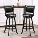 Set of 2 29" Swivel Bar Height Stool Wood Dining Chair Barstool Black HW58966BK