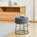 Velvet Ottoman Round Footrest Vanity Stool Extra Seat w/Metal Legs Grey JZ10004GR