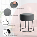 Velvet Ottoman Round Footrest Vanity Stool Extra Seat w/Metal Legs Grey JZ10004GR