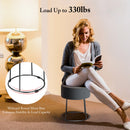 Velvet Ottoman Round Footrest Vanity Stool Extra Seat w/Metal Legs Grey JZ10004GR