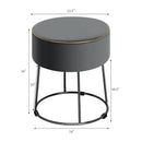Velvet Ottoman Round Footrest Vanity Stool Extra Seat w/Metal Legs Grey JZ10004GR