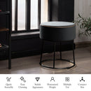 Velvet Ottoman Round Footrest Vanity Stool Extra Seat w/Metal Legs Grey JZ10004GR