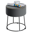 Velvet Ottoman Round Footrest Vanity Stool Extra Seat w/Metal Legs Grey JZ10004GR