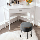 Velvet Ottoman Round Footrest Vanity Stool Extra Seat w/Metal Legs Grey JZ10004GR
