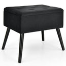 Velvet Storage Ottoman Tufted Flip Top Vanity Stool Footrest w/Wood Legs JV10017