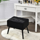 Velvet Storage Ottoman Tufted Flip Top Vanity Stool Footrest w/Wood Legs JV10017