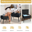 Velvet Storage Ottoman Tufted Flip Top Vanity Stool Footrest w/Wood Legs JV10017