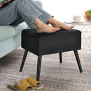 Velvet Storage Ottoman Tufted Flip Top Vanity Stool Footrest w/Wood Legs JV10017
