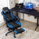 Gaming Chair Adjustable Swivel Office Computer Desk Chair w/Footrest Blue