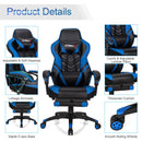 Gaming Chair Adjustable Swivel Office Computer Desk Chair w/Footrest Blue