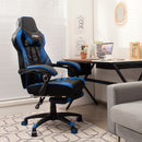 Gaming Chair Adjustable Swivel Office Computer Desk Chair w/Footrest Blue