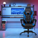Gaming Chair Adjustable Swivel Office Computer Desk Chair w/Footrest Blue