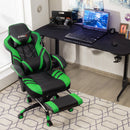 Gaming Chair Adjustable Swivel Office Computer Desk Chair w/Footrest Green HW67570GN