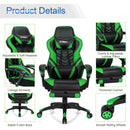 Gaming Chair Adjustable Swivel Office Computer Desk Chair w/Footrest Green HW67570GN