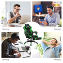 Gaming Chair Adjustable Swivel Office Computer Desk Chair w/Footrest Green HW67570GN